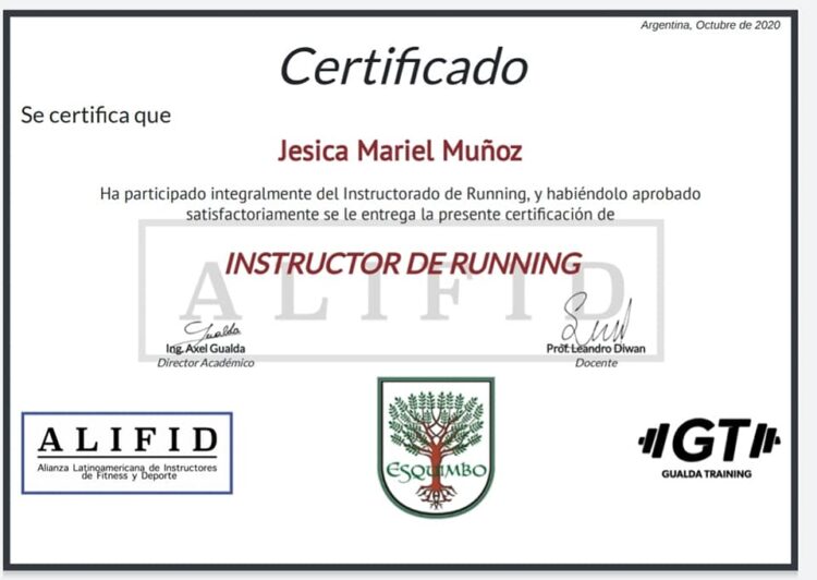 JESICA MUÑOZ: NUEVA INSTRUCTORA DE RUNNING