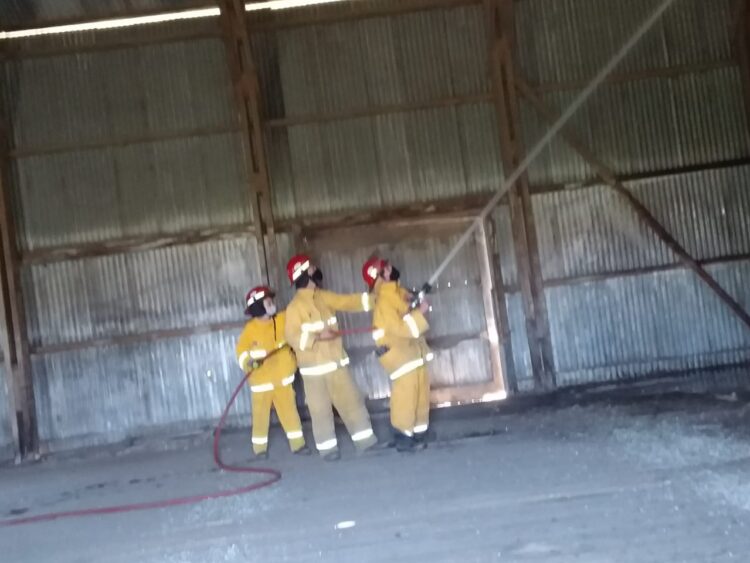 Limpieza del galpón que en la Pista de la Salud de Arribeños.