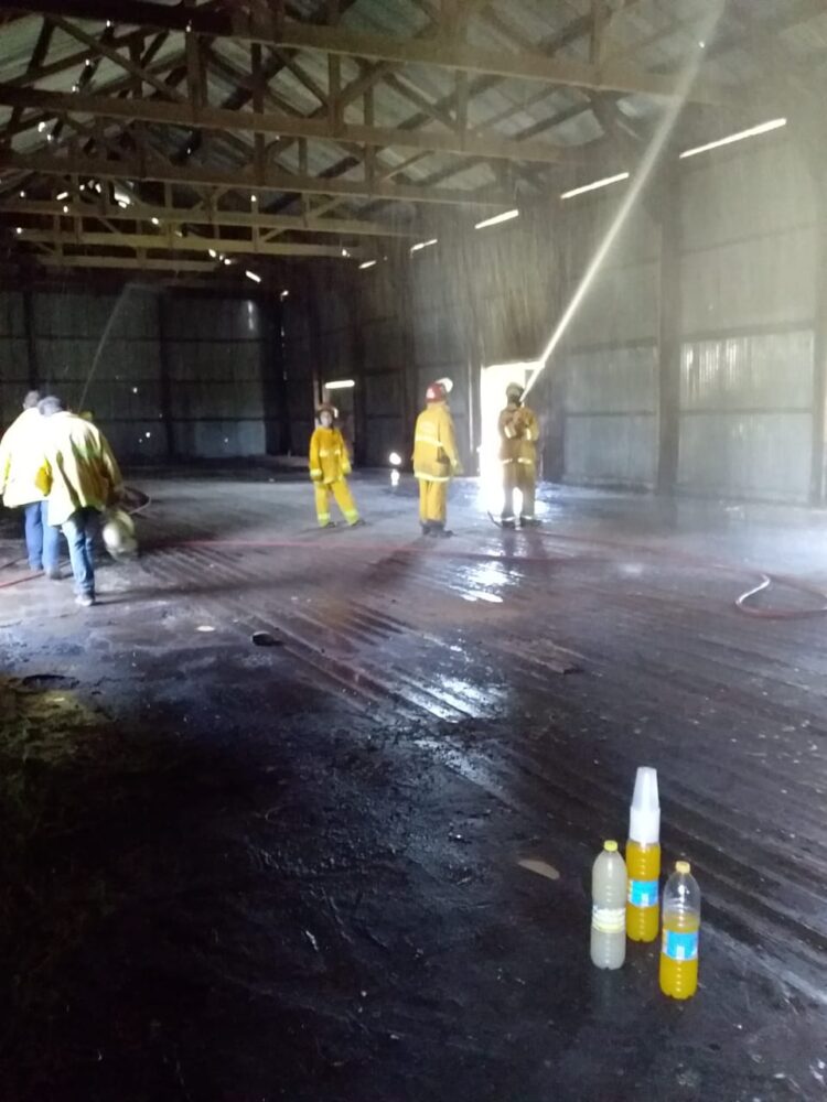 Limpieza del galpón que en la Pista de la Salud de Arribeños.