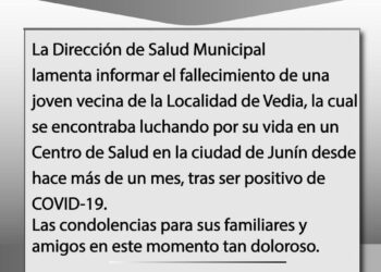 FALLECIO EN VEDIA UNA JOVEN POR COVID19