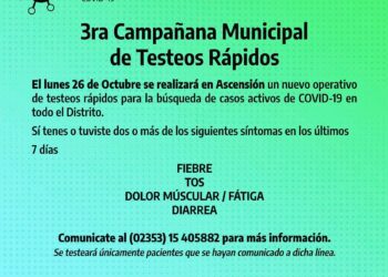 3ra CAMPAÑA MUNICIPAL DE TESTEOS RÁPIDOS PARA COVID-19 PARA TODO EL DISTRITO.