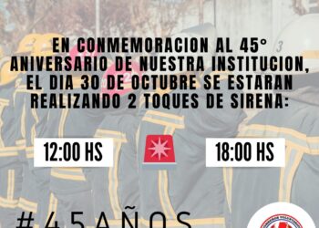 BOMBEROS VOLUNTARIOS TEODELINA: Toque de sirena en conmemoración de sus 45 años.