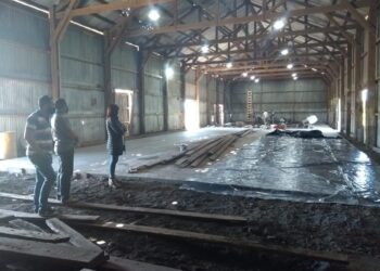 ARRIBEÑOS: LA OBRA EN EL GALPÓN DE LA PISTA DE LA SALUD AVANZA