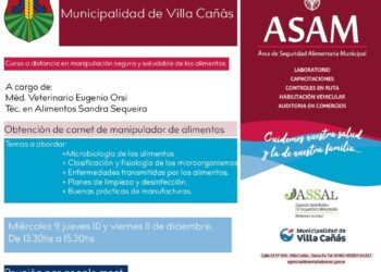 VILLA CAÑAS: ÚLTIMO CURSO ANUAL DE CAPACITACIÓN PARA MANIPULADORES DE ALIMENTOS