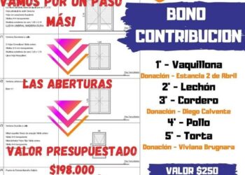 BOMBEROS VOLUNTARIOS TEODELINA SACA UN NUEVO BONO CONTRIBUCION PARA LA COMPRA DE ABERTURAS