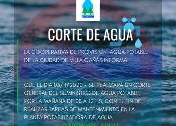 MAÑANA CORTE DE AGUA EN VILLA CAÑAS POR REPARACIONES.