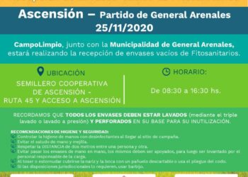 GENERAL ARENALES: SEGUNDA CAMPAÑA DE RECOLECCIÓN DE ENVASES VACÍOS DE FITOSANITARIOS