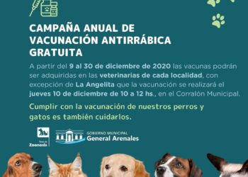 GENERAL ARENALES: CAMPAÑA ANUAL DE VACUNACIÓN ANTIRRÁBICA GRATUITA 