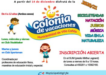 ÚLTIMOS  DÍAS DE INSCRIPCIÓN PARA LA COLONIA