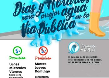 VILLA CAÑAS: DÍAS Y HORARIOS PARA ARROJAR AGUA A LA VÍA PÚBLICA