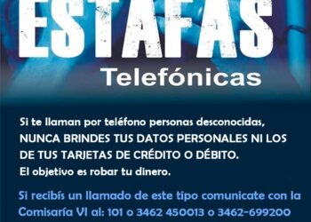 VILLA CAÑAS: ALERTA POR INTENTOS DE ESTAFAS TELEFÓNICAS