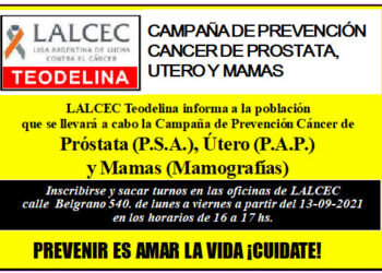 TEODELINA: LALCEC CAMPAÑA DE PREVENCIÓN CANCER DE PROSTATA, UTERO Y MAMAS