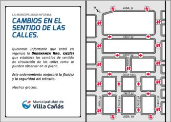 VILLA CAÑAS: CAMBIOS EN EL SENTIDO DE CIRCULACIÓN DE CALLES