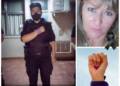 LA IMAGEN QUE TODOS COMPARTEN: EN LA MARCHA POR EL FEMICIDIO EN MURPHY, UNA MUJER POLICÍA APOYÓ EL RECLAMO CON UN PAÑUELO VIOLETA
