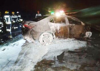 ACCIDENTE MÚLTIPLE EN RUTA 33 ENTRE MURPHY Y VENADO TUERTO: UN AUTO SE PRENDIÓ FUEGO