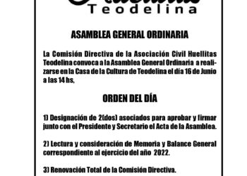 TEODELINA: LA ASOCIACION CIVIL HUELLITAS LLAMA A ASAMBLEA