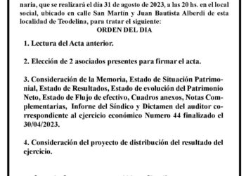 LA COOPERATIVA DE AGUA POTABLE LLAMA A ASAMBLEA GENERAL ORDINARIA