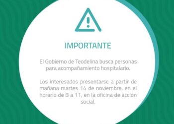 Atención :  El Gobierno de Teodelina busca personas para acompañamiento hospitalario.