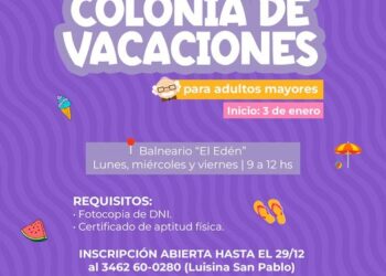 COMUNA DE TEODELINA: Abrió la inscripción para la Colonia de Adultos Mayores