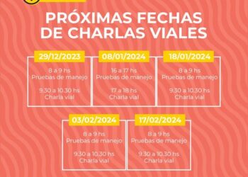 TEODELINA: Próximas fechas para pruebas de manejo y charla de seguridad vial.