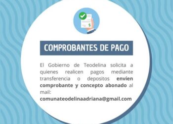 COMUNA DE TEODELINA  𝗖𝗢𝗠𝗨𝗡𝗜𝗖𝗔𝗗𝗢 𝗜𝗠𝗣𝗢𝗥𝗧𝗔𝗡𝗧𝗘  Comprobantes de Pago