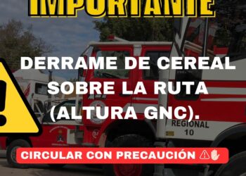 TEODELINA: BOMBEROS VOLUNTARIOS HIZO BALIZAMIENTO EN LA RUTA A LA ALTURA DE LA GNC