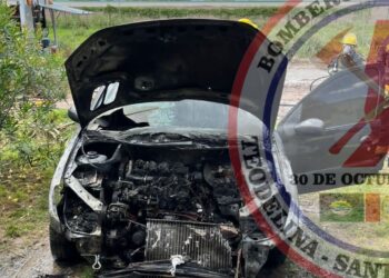 TEODELINA: LOS BOMBEROS ASISTIERON A UN INCENDIO VEHICULAR