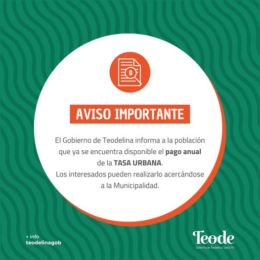 MUNICIPALIDAD DE TEODELINA: PAGO ANUAL TASA URBANA