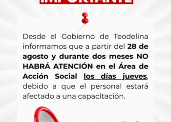 TEODELINA: Durante dos meses no habrá atención en el área de Acción Social los días jueves