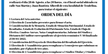 LA ASAMBLEA ORDINARIA DE LA COOPERATIVA DE AGUA POTABLE SE REALIZA EL 28 DE AGOSTO
