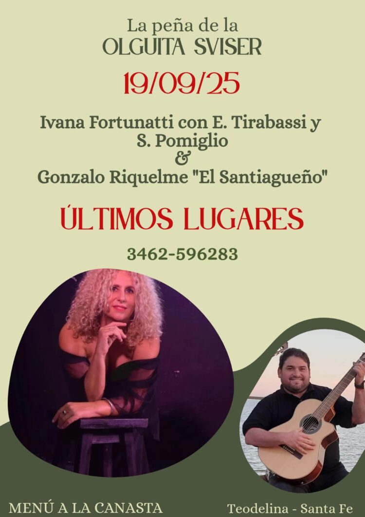 Este viernes Ivana Fortunati y Gonzalo Riquelme “El Santiagueño” en la Peña de Olguita Sviser