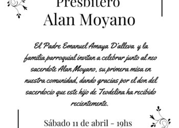 Teodelina: el 11 de Abril será la primera  Misa de Alan Moyano en Teodelina