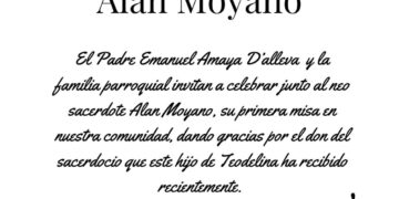 Teodelina: el 11 de Abril será la primera  Misa de Alan Moyano en Teodelina